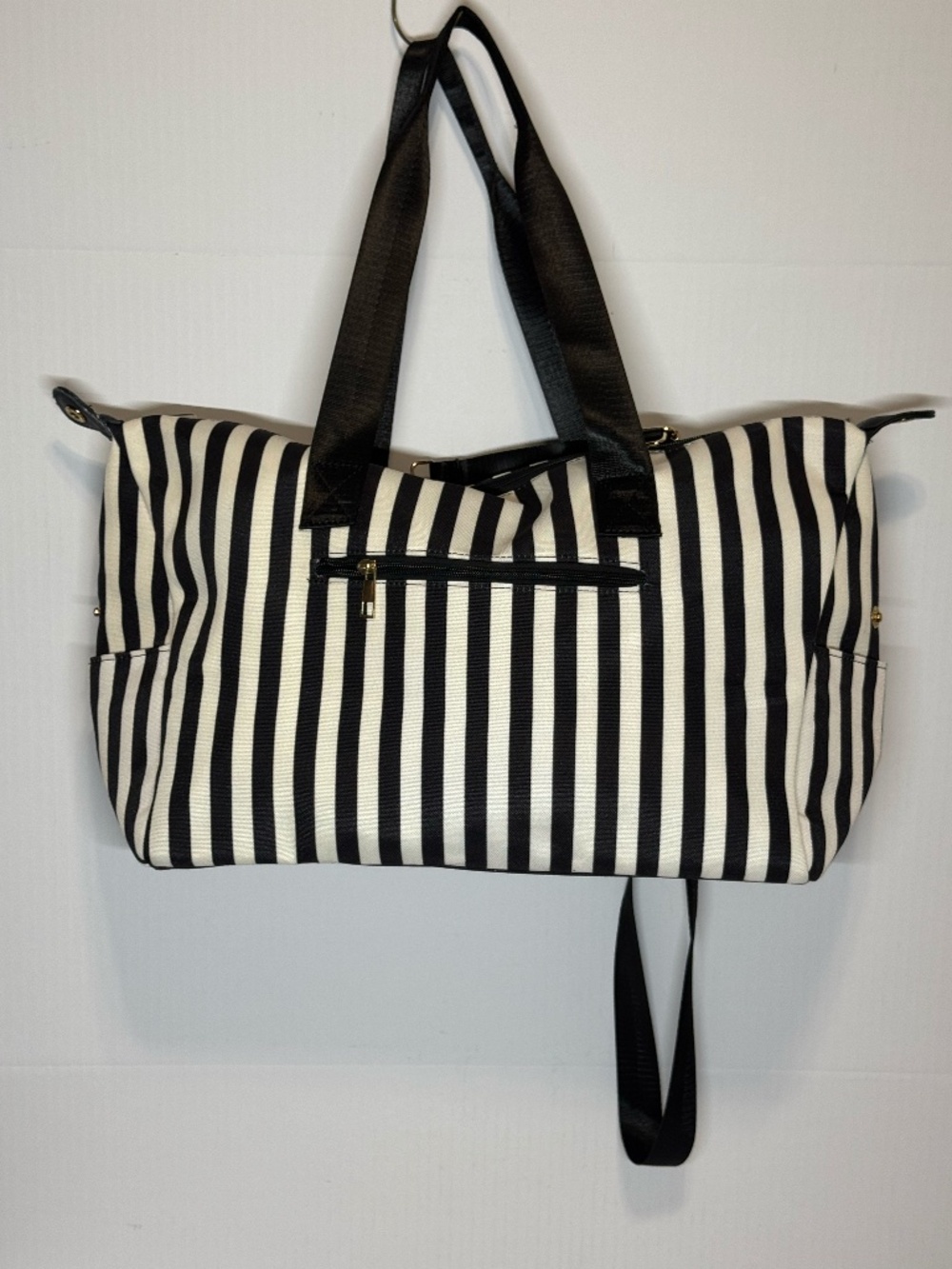 Alice + Olivia by Stacey Bendet Black & White Stripe Weekender Duffel
